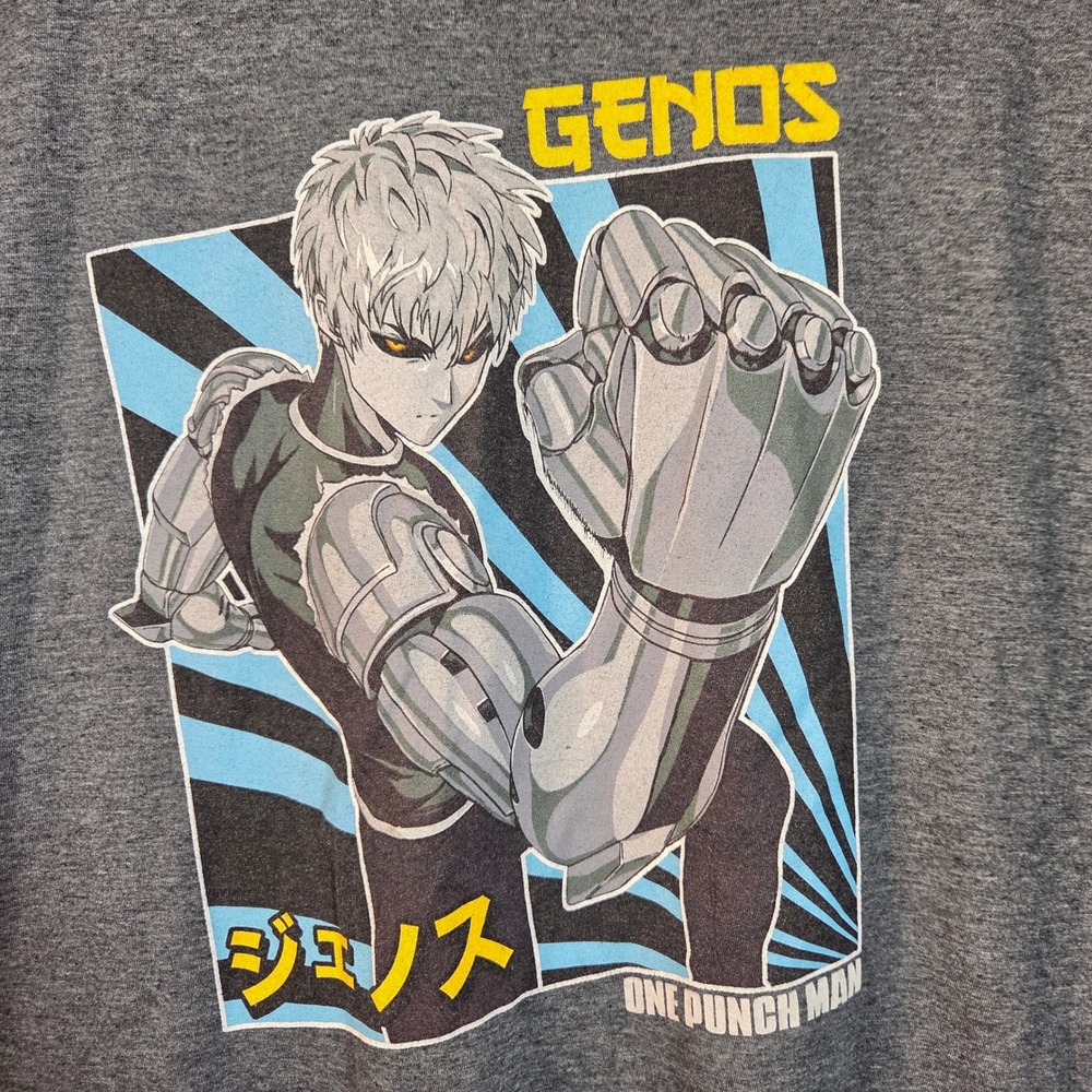 One Punch Man Genos Graphic T-Shirt Mens Large Charcoal Grey Anime Manga‎ Tee